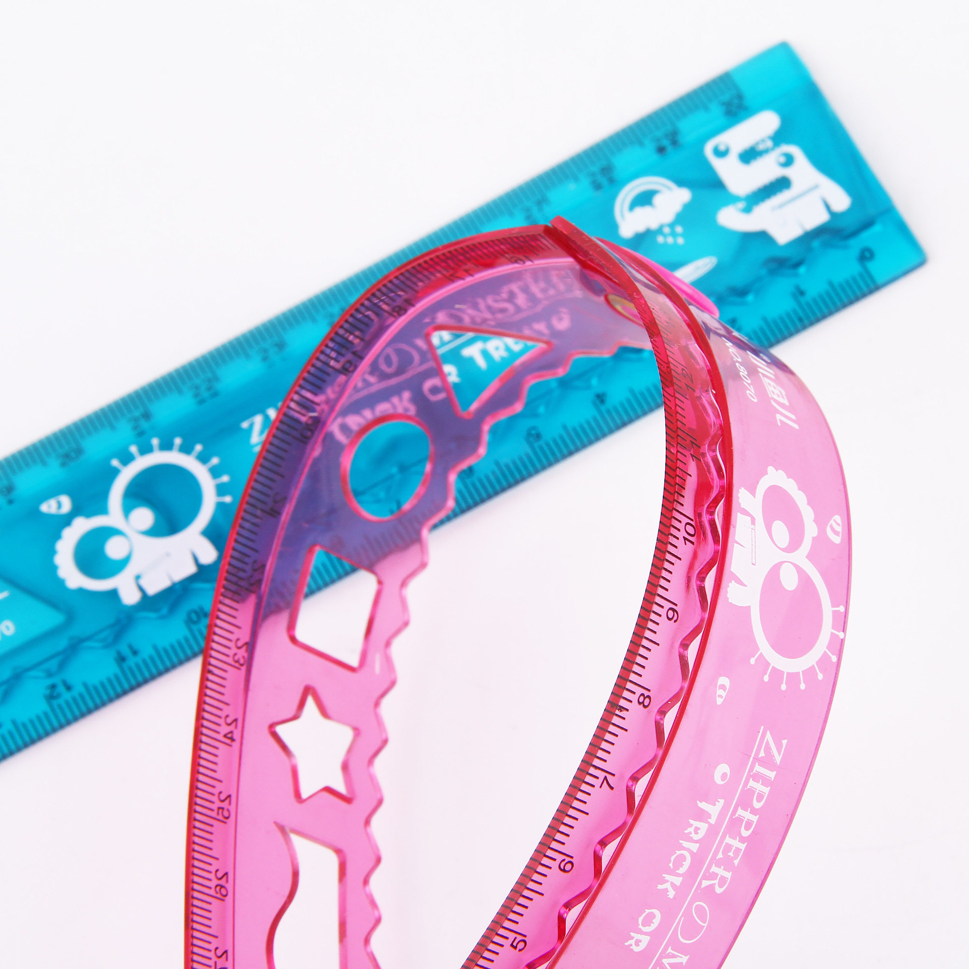 XIAOYUER 다기능 접이식 플라스틱 소프트 눈금자 물결 모양 눈금자 세트 초등 학생 문구 소프트 눈금자 30CM 눈금자