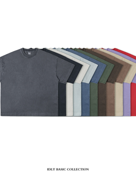 IDLT 成衣染【廓形】310g全棉重磅落肩宽松做旧洗水古T恤潮V0503