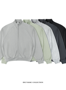 IDLT 廓形拉链卫衣400g插肩袖外套基础简约运动宽松高街百搭ins潮