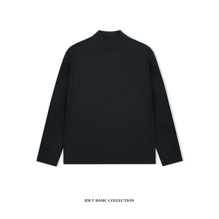 T恤半高领卫衣基础百搭休闲男 加绒保暖自发热长袖 IDLT 正肩宽松