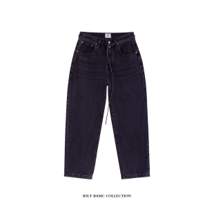 黑色水洗男复古潮1991 12.8OZ重磅可调节腰带牛仔裤 IDLT 宽松锥形