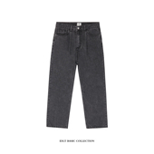 IDLT 炒色洗男街头潮 碳灰 单褶复古宽松牛仔裤 中高腰阔腿老爹裤