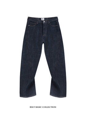 IDLT 高品质 防褪色 重磅13.5oz 弯刀牛仔裤宽松立体剪裁廓形原色