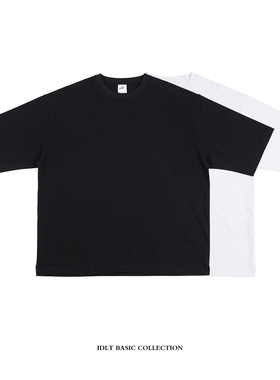IDLT 超宽松大廓形落肩 重磅 全棉短袖T恤 加大码 TEE 白色  男女