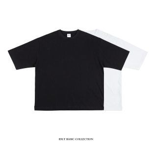 全棉短袖 T恤 加大码 IDLT 白色 重磅 TEE 男女 超宽松大廓形落肩