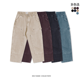 IDLT 潮 重磅珠帆布成衣染色宽松锥型多袋双膝工装 15oz 水洗伐木裤