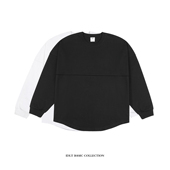 廓形宽松长袖 百搭 T恤 落肩白 IDLT 黑基本款 弧形下摆 纯色 潮