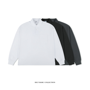 长袖 IDLT 宽松落肩口袋机能日系新款 廓形POLO衫 T恤ins 大眼珠地