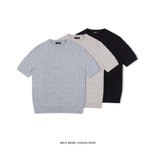 idlt绞花可机洗针织正肩T恤