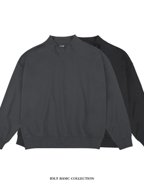 IDLT 高品质 高领廓形卫衣 宽松落肩男女原创街头风格百搭基础ins