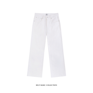 2021M男女潮 高品质白色微喇阔腿宽松水洗A字形牛仔裤 IDLT 12.5oz