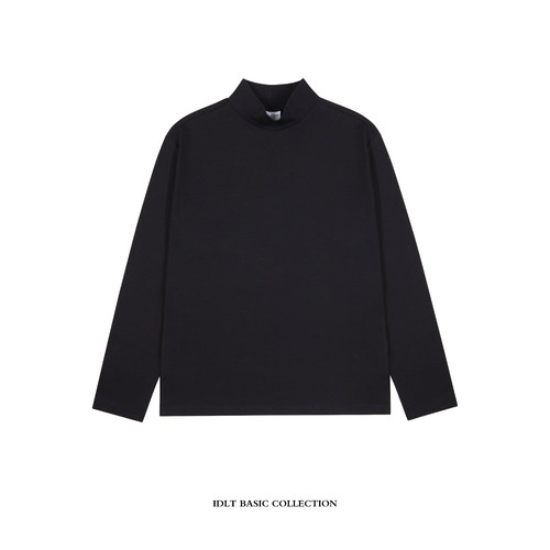 IDLT修身半高领黑色长袖T恤