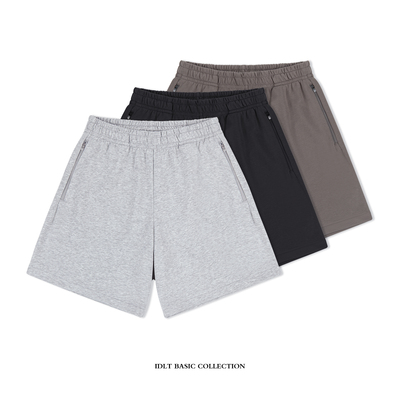 idlt拉链口袋宽松短卫裤