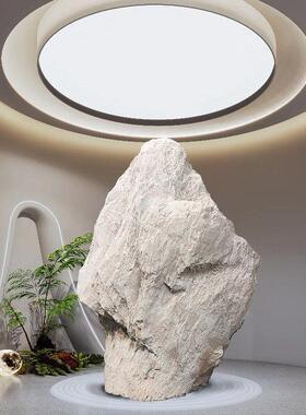 新中式白色石头玻璃钢仿真石头室内外玄关草坪造景假石头影视道具