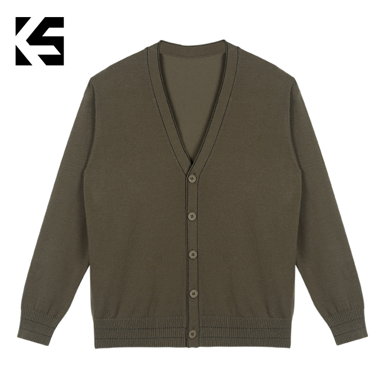 【爆米花专享】KINGSALUTE快奢尚品2025V领开衫毛衣外套23KC2631A