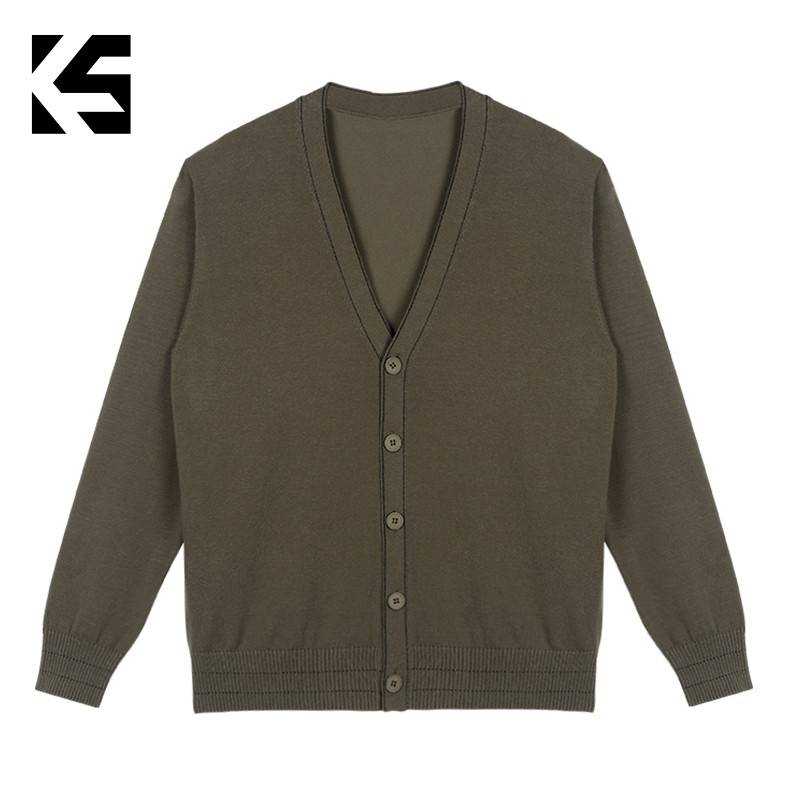 【爆米花专享】KINGSALUTE快奢尚品2025V领开衫毛衣外套23KC2631A