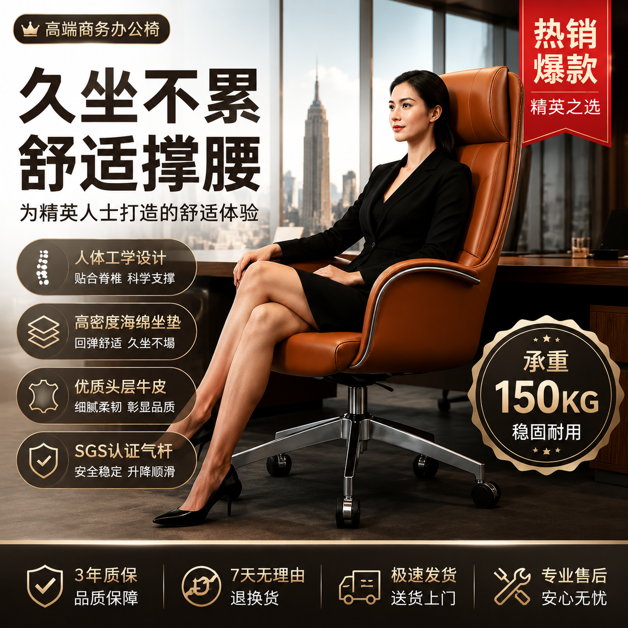 真皮老板椅子2026新款舒适
