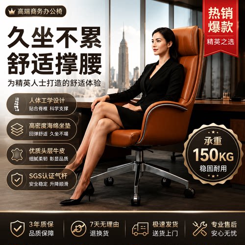 真皮老板椅子2026新款舒适