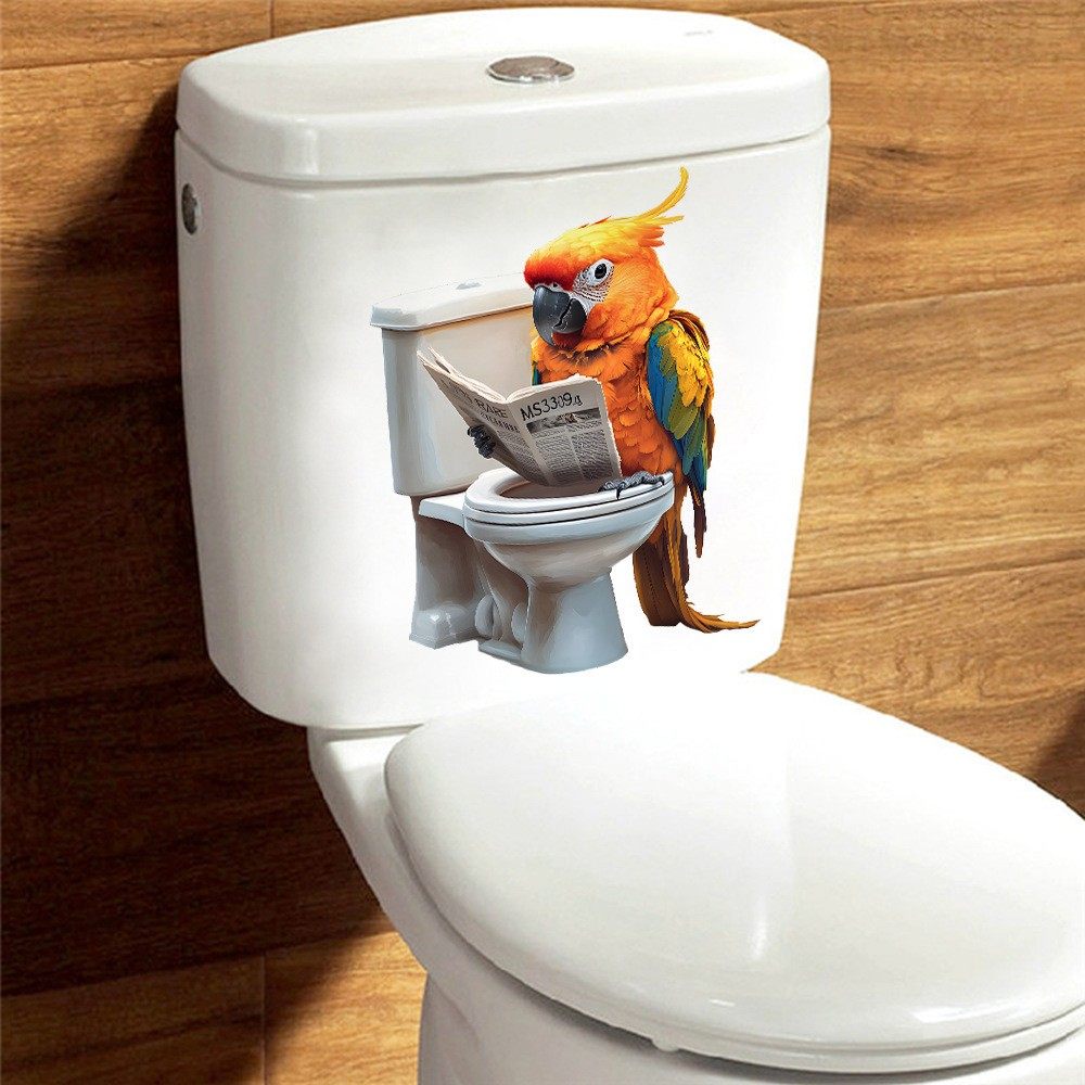 自粘马桶贴纸画防水掀盖贴卫生间洗手间装饰可移除可爱鸟鹦鹉图案,家居饰品,马桶贴,淘宝优惠券,粉丝福利购,淘宝优惠卷