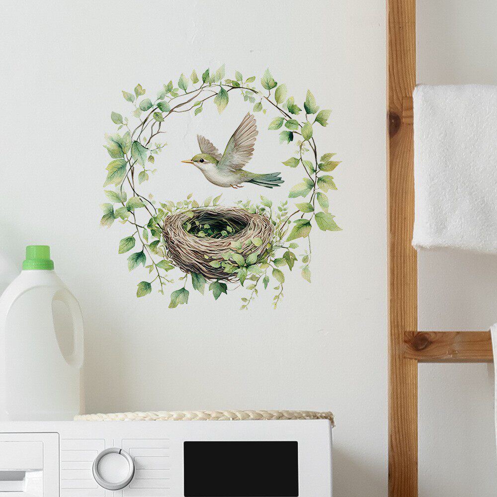 自粘墙贴纸卡通树枝小鸟鸟窝图案卧室客厅玄关儿童房背景装饰美化