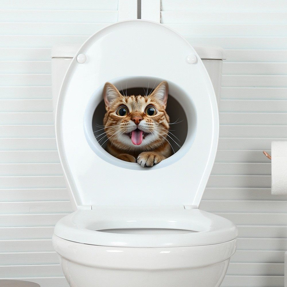 自粘马桶贴纸画防水掀盖贴卫生间洗手间装饰可移除搞怪小猫咪图案,家居饰品,马桶贴,淘宝优惠券,粉丝福利购,淘宝优惠卷