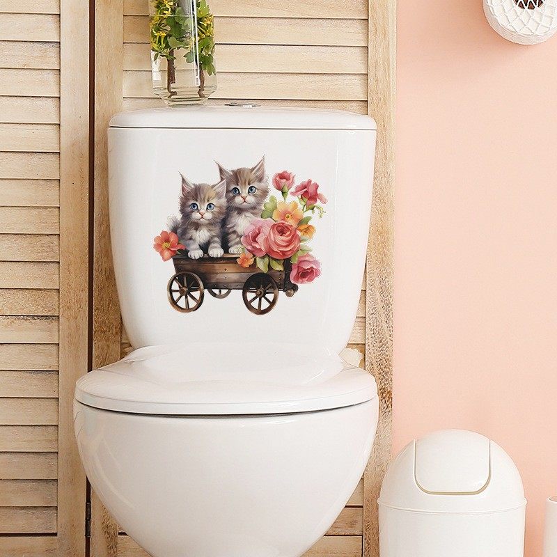 自粘马桶贴纸画防水掀盖贴卫生间洗手间装饰可移除可爱小猫咪图案,家居饰品,马桶贴,淘宝优惠券,粉丝福利购,淘宝优惠卷