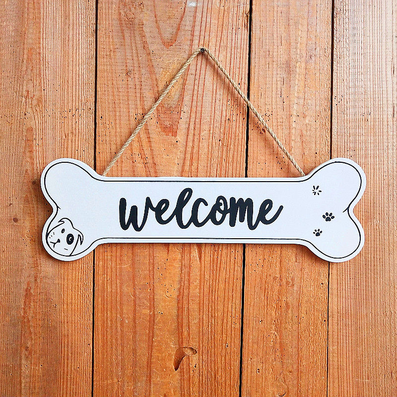 welcome 宠物店装饰门牌挂牌创意木质欢迎光临牌北欧营业牌迎客牌