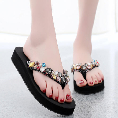 凉拖鞋女夏2021新款水钻沙滩外穿