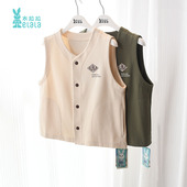 斜纹空气棉 衣拉拉春秋男童马甲单件坎肩开衫