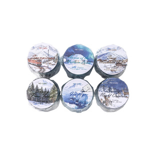 陌墨水彩PET异形胶带 雪国漫记 冬季雪景主题手帐DIY造景装饰拼贴