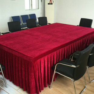 定制红色金丝绒台布椭圆弧长方形会议室桌布套简约商务办公桌绒布