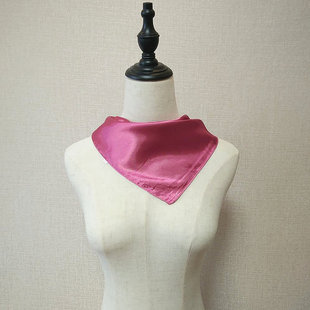 酱紫色丝巾单色围巾纯色方巾职业裸色缎面丝巾职业商务装 饰小丝巾