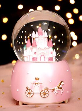 送童话飘雪城堡水晶球礼物八音盒