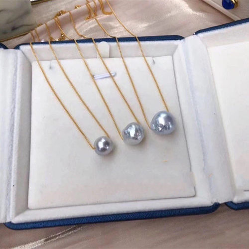 蓝血澳白18K金海水珍珠异形项链
