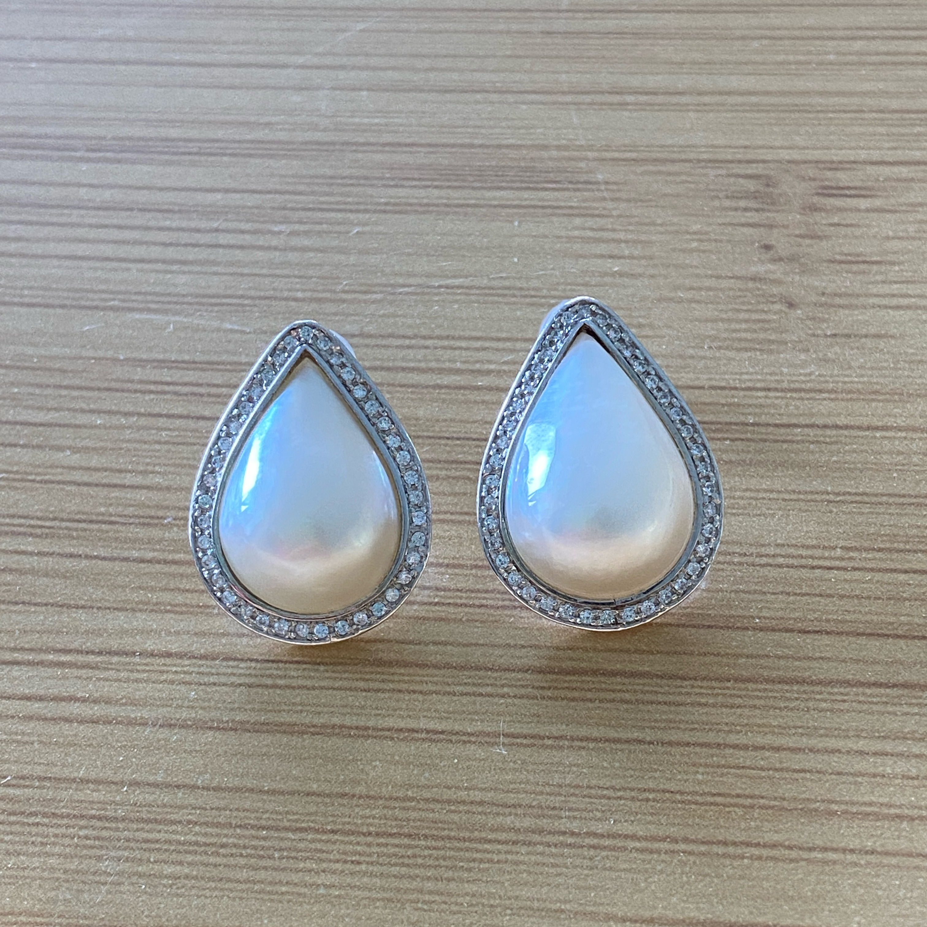 天然海水马贝耳钉S925纯银水滴形极强光高级感耳环气质女百搭耳饰