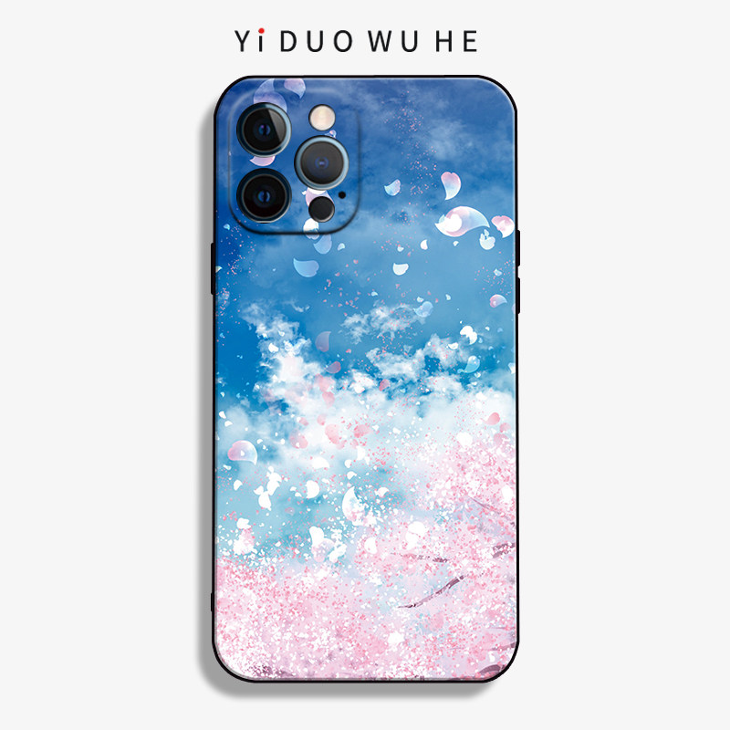 一朶午荷iPhone16promax日系11pro手机壳苹果/8plus樱花iphoneX少女心软清新XR软套/15