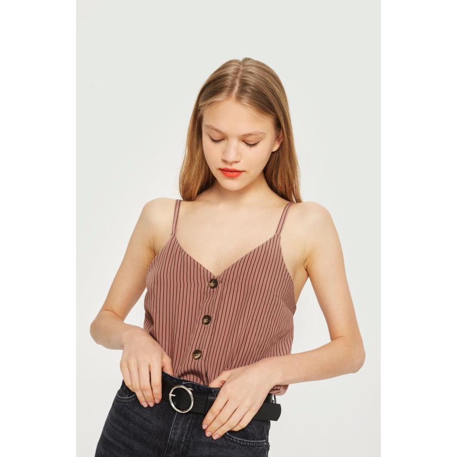 大米可英國代購 TOPSHOP 【嬌小版】條紋扣子吊帶