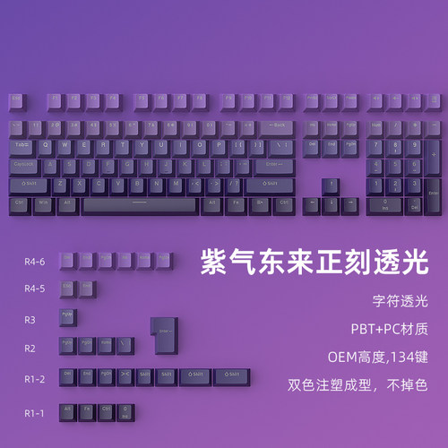 黑吉蛇紫气东来键帽PBT材质