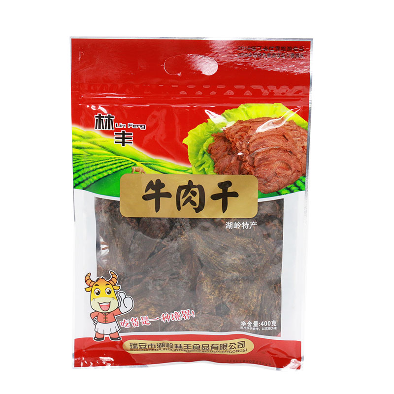温州湖岭特产林丰黑牛肉干手撕牛肉干片400克  休闲食品秘制牛肉