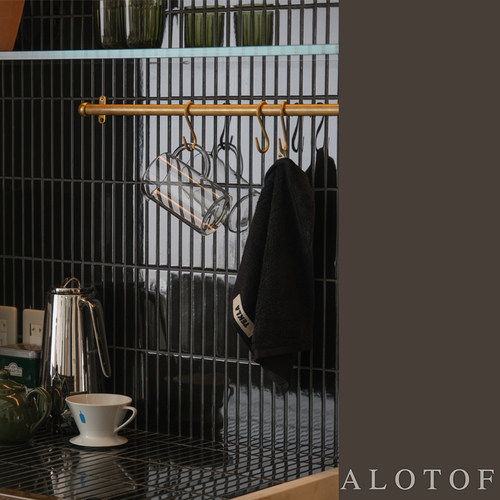 ALOTOF 黄铜挂杆 厨房杆 装饰铜杆 黄铜做旧挂杆