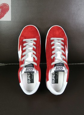 DB家韩版正红色软反绒皮女鞋五星做旧小脏鞋圆头内增高板鞋休闲鞋