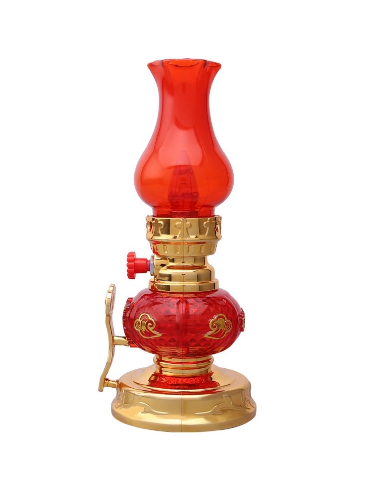 led红色家用供佛电池拜神煤油灯