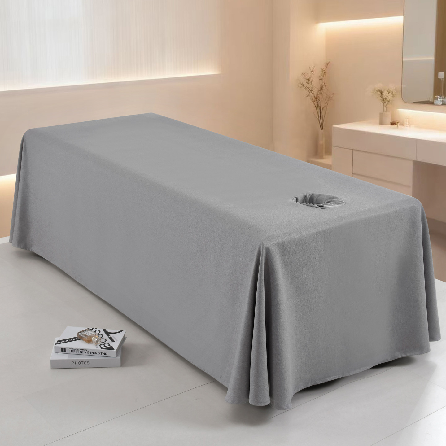 一片式美容纯色床单床罩单件带洞四季通用款简约风免费印logo,床上用品,床罩,淘宝优惠券,粉丝福利购,淘宝优惠卷