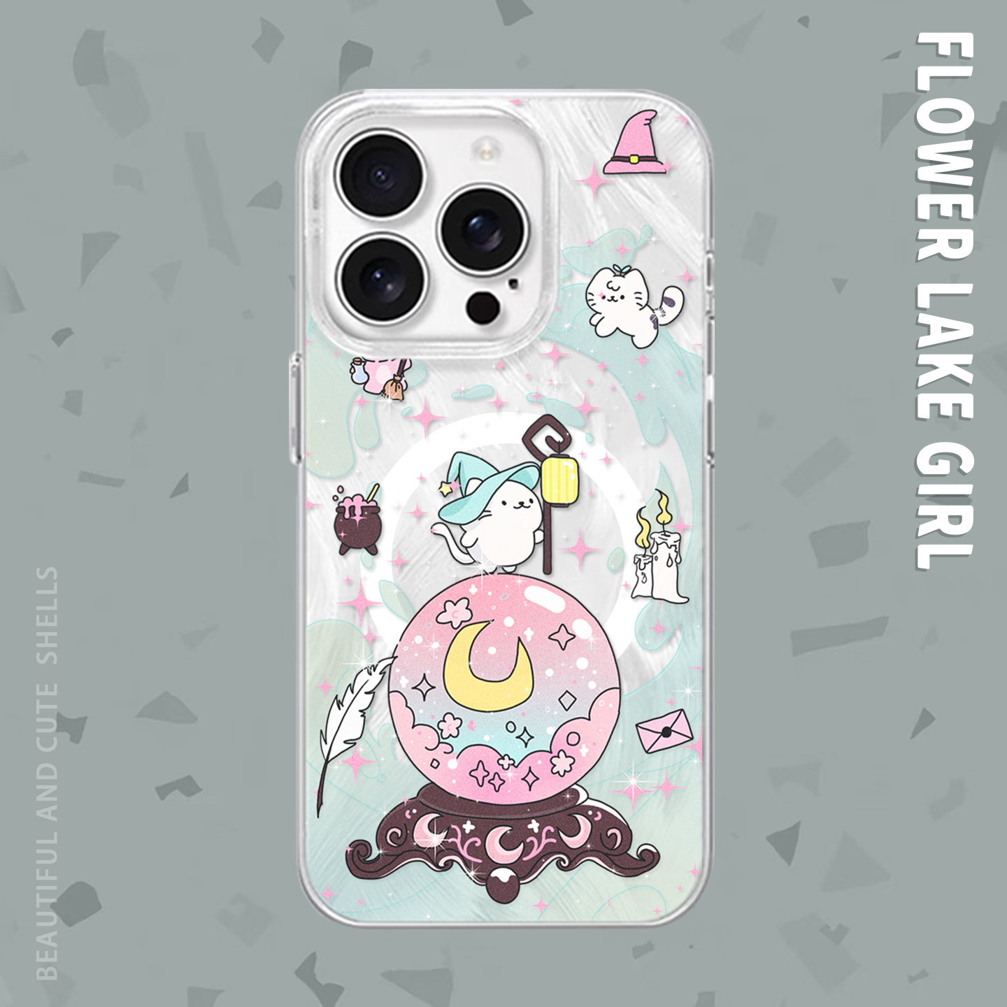 【魔法巫师】水晶球猫咪适用iPhone17/16promax手机壳磁吸红米K70羽纱vivoS20华为Pura70可爱小米15苹果14