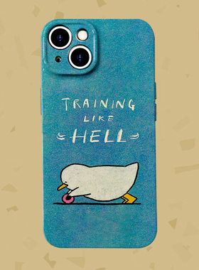 健身达人~鸭鸭爱锻炼可爱菲林适用iPhone15pro/14手机壳华为nova11畅享60OPPOreno9苹果12软IQOO10小米13硬