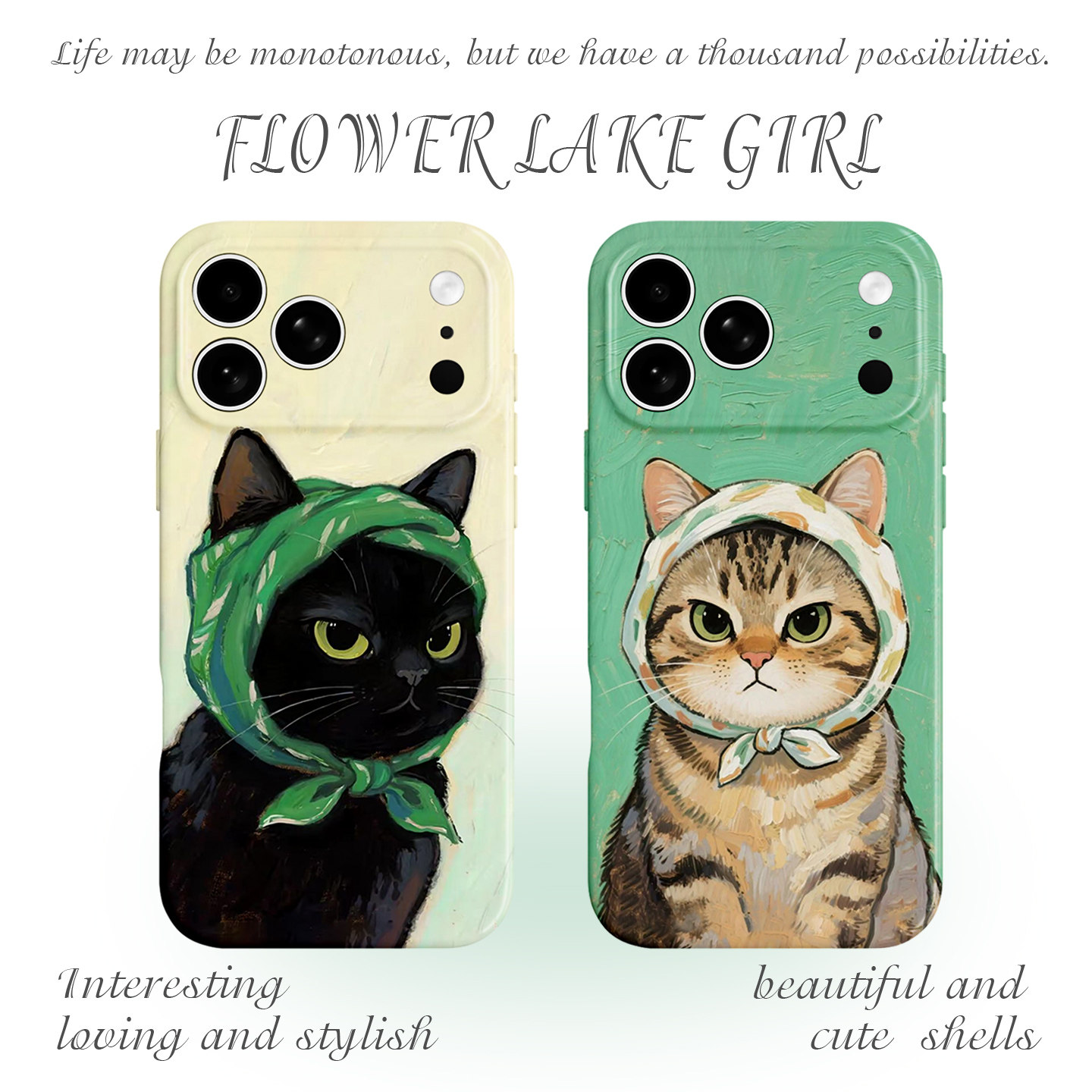 【猫老大】拽酷花巾猫咪适用iPhone16/15promax手机