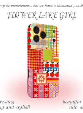 【壁花格子】手绘复古拼接适用iPhone16/17promax手机壳华为P70苹果15OPPOreon9软vivoS15一加ACE3红米K80