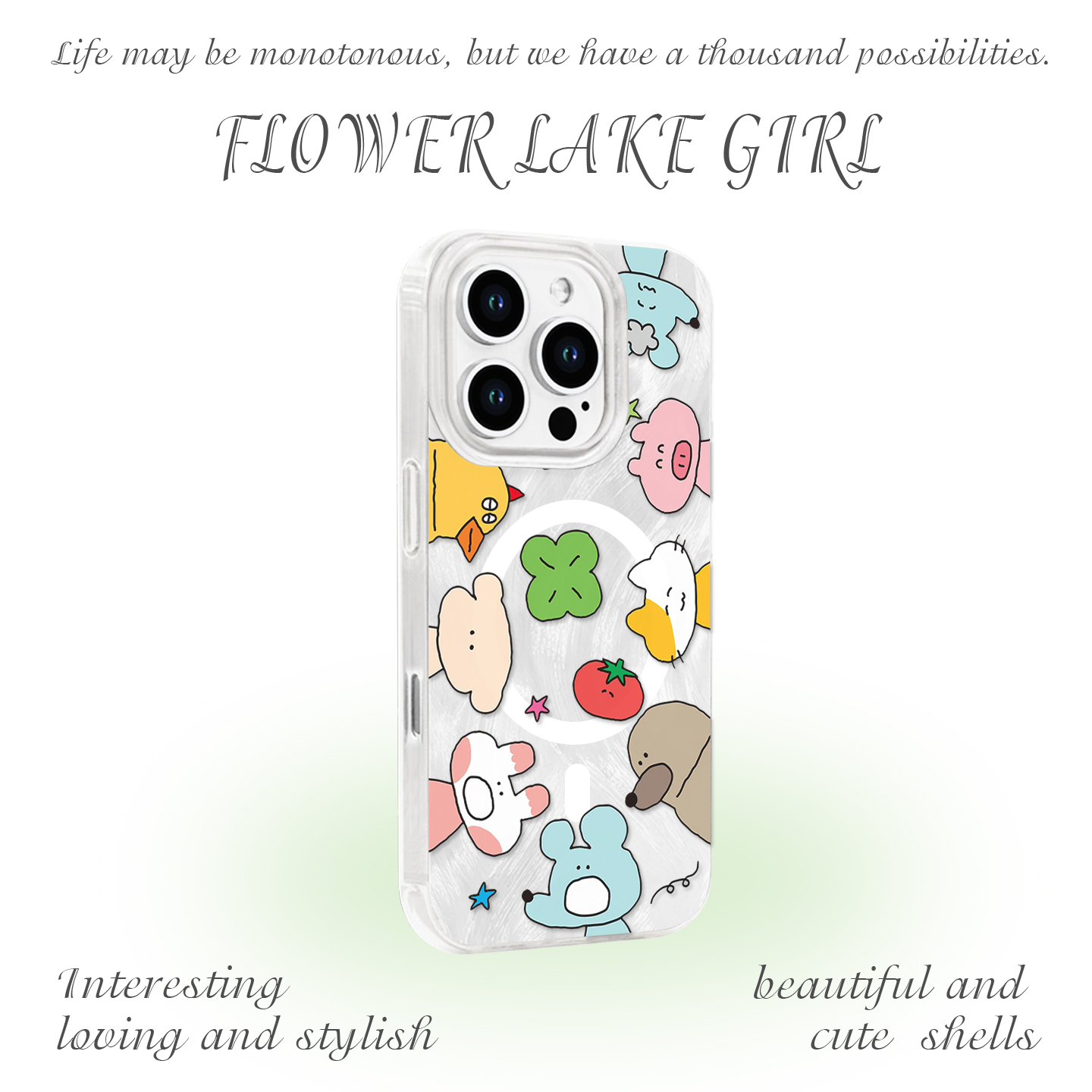 【合照】手绘彩色动物集适用iPhone17/16promax手机壳红米K80磁吸vivoS20华为mete70羽纱一加ACE5年小米17