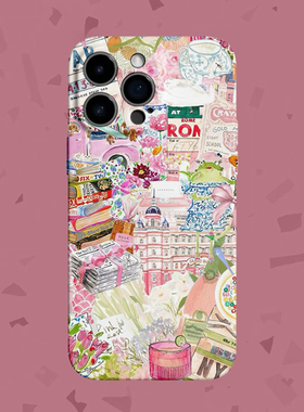 【罗曼花城】美式画报涂鸦适用iPhone16/15promax手机壳华为P70Pro苹果13OPPOreon9软vivoS15一加ACE3红米K80