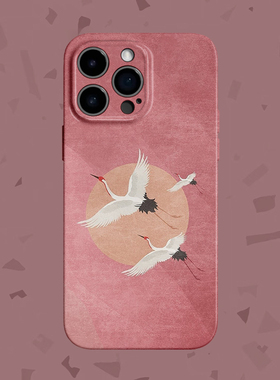 【云追鹤】国风落日仙鹤适用iPhone16/15promax手机壳华为mate60软OPPOreon12苹果14vivoS20一加ACE3V小米15